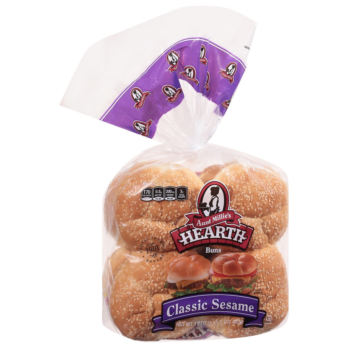 slide 9 of 9, Aunt Millie's Hearth Sesame Hamburger Buns 8 ct, 8 ct; 17 oz