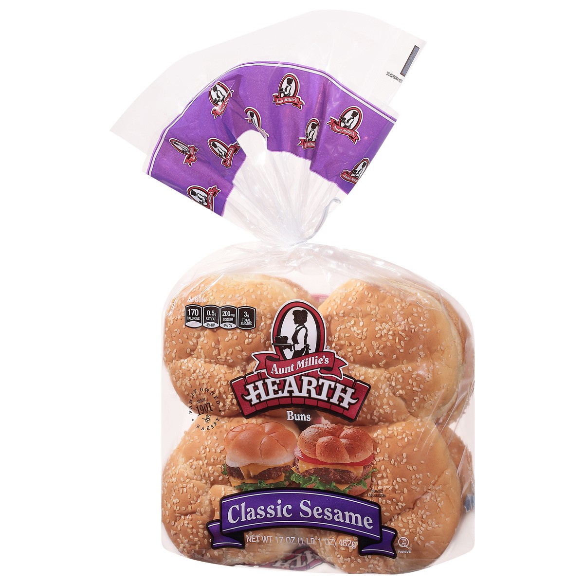 slide 5 of 9, Aunt Millie's Hearth Sesame Hamburger Buns 8 ct, 8 ct; 17 oz