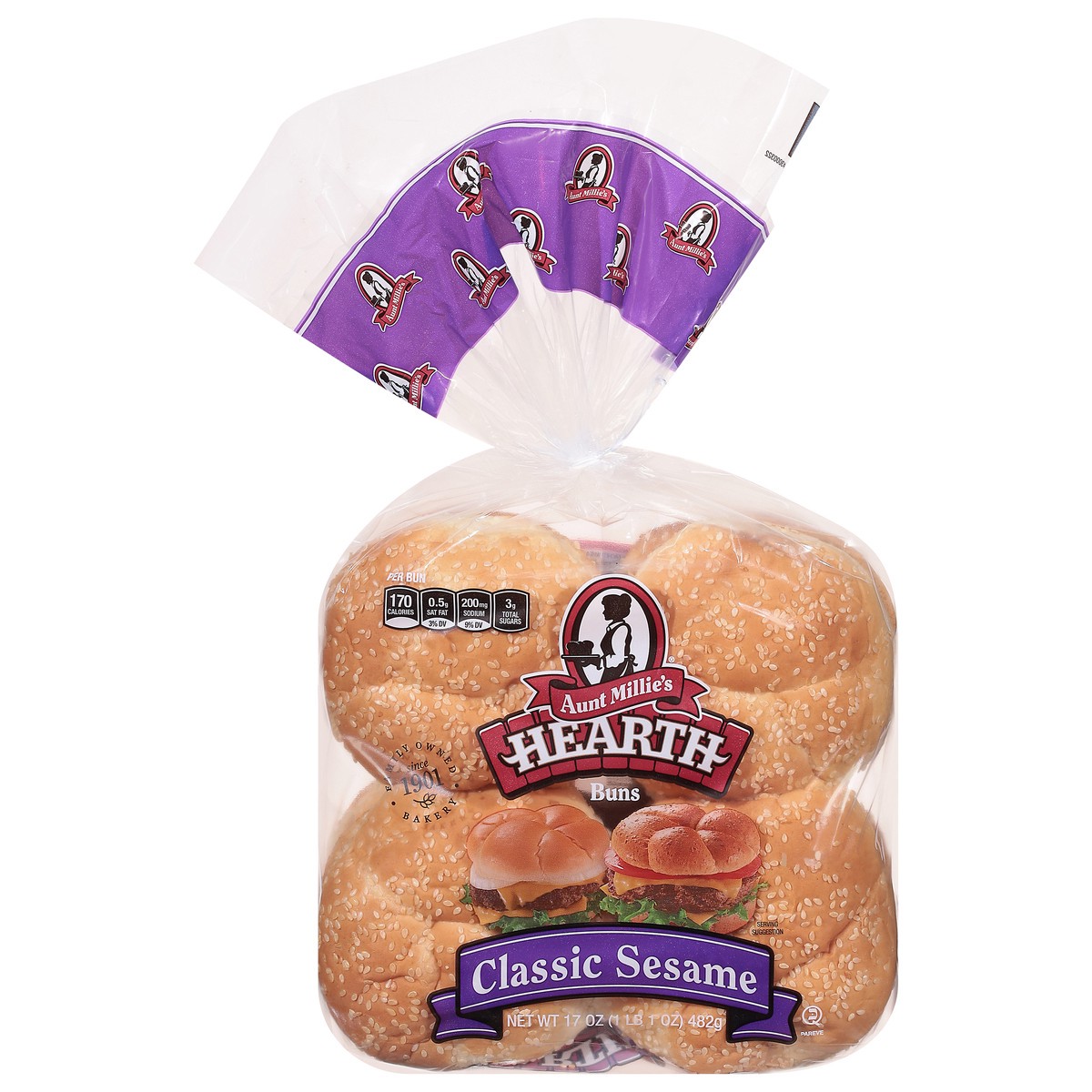slide 1 of 9, Aunt Millie's Hearth Sesame Hamburger Buns 8 ct, 8 ct; 17 oz