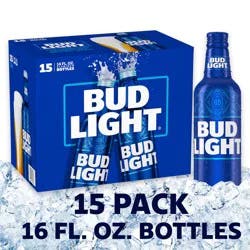 Bud Light Beer, 15 Pack Beer, 16 FL OZ Bottles, 4.2% ABV
