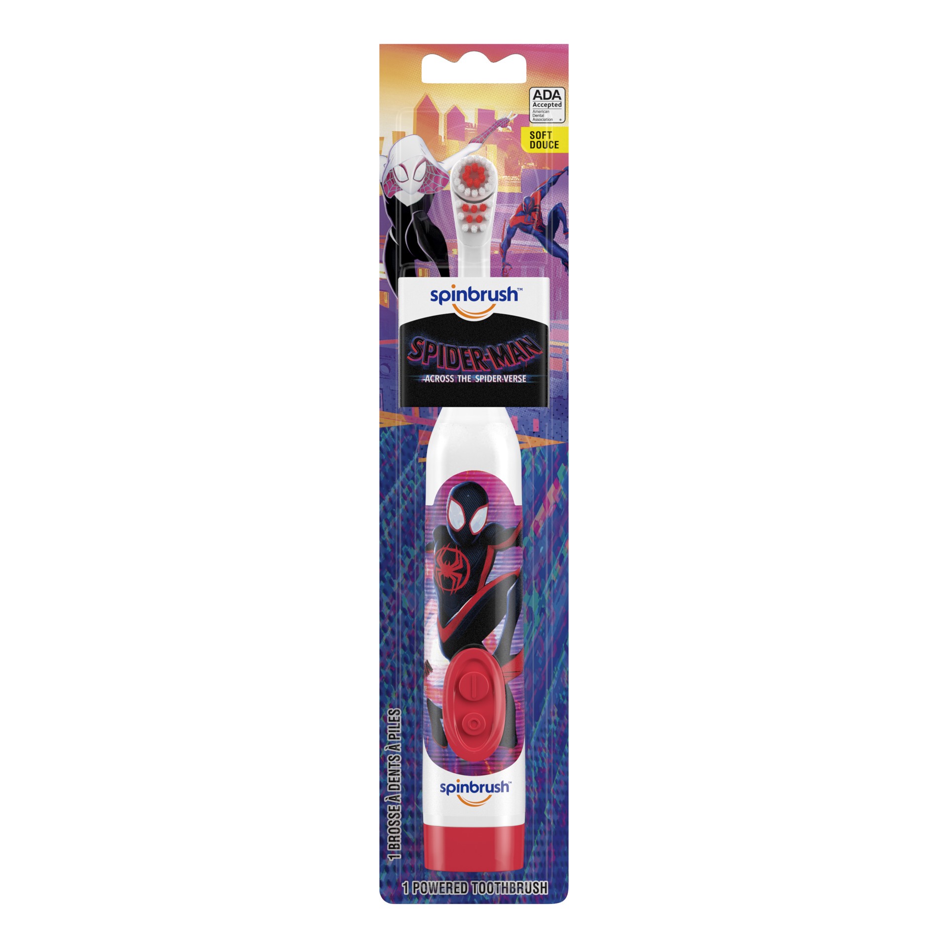 slide 1 of 9, Spinbrush Spider-Man Spinbrush Kids Electric Toothbrush, Battery-Powered, Soft Bristles, Special Movie Edition, 1 ct