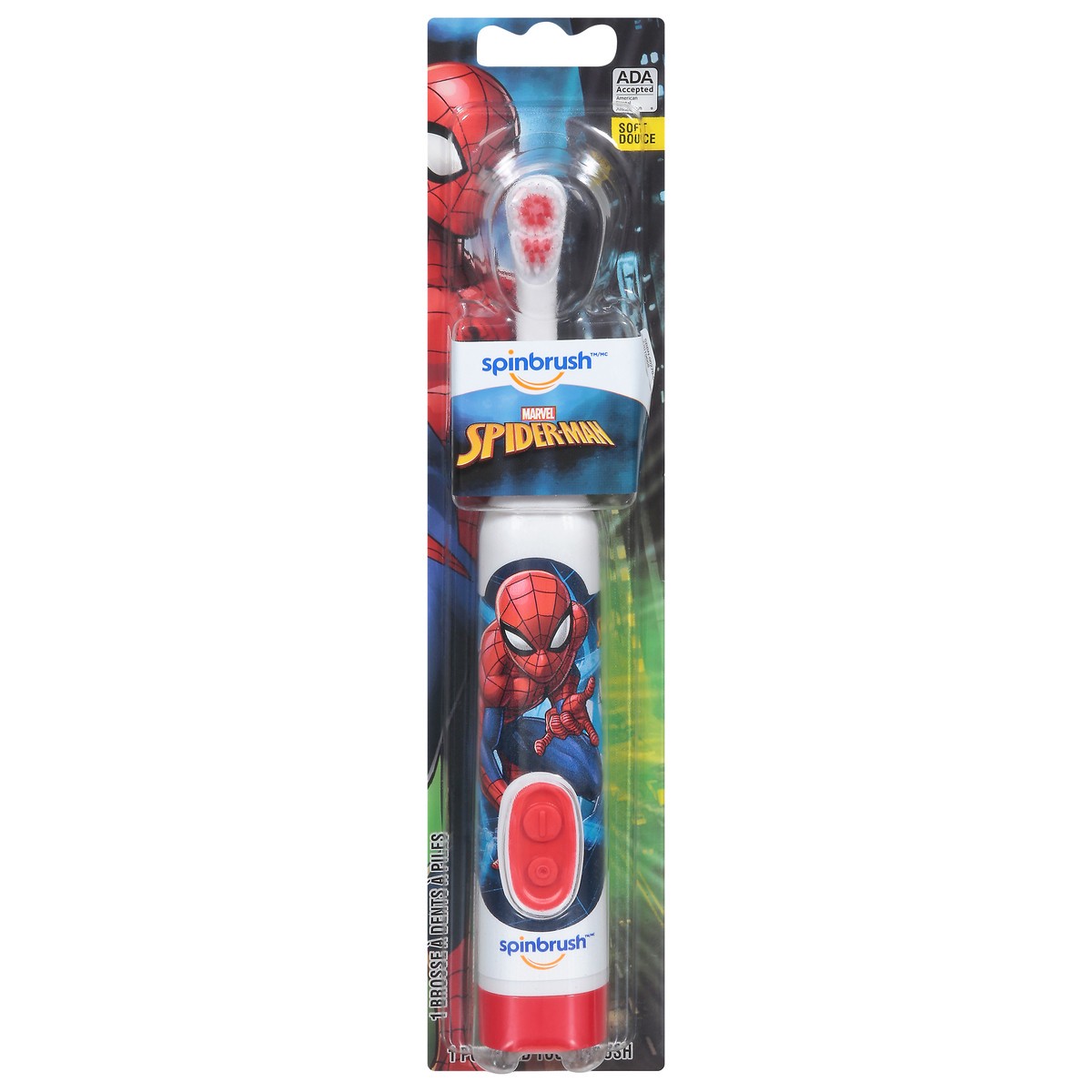 slide 1 of 9, Spinbrush Soft Spiderman Powered Toothbrush 1 ea, 1 ct