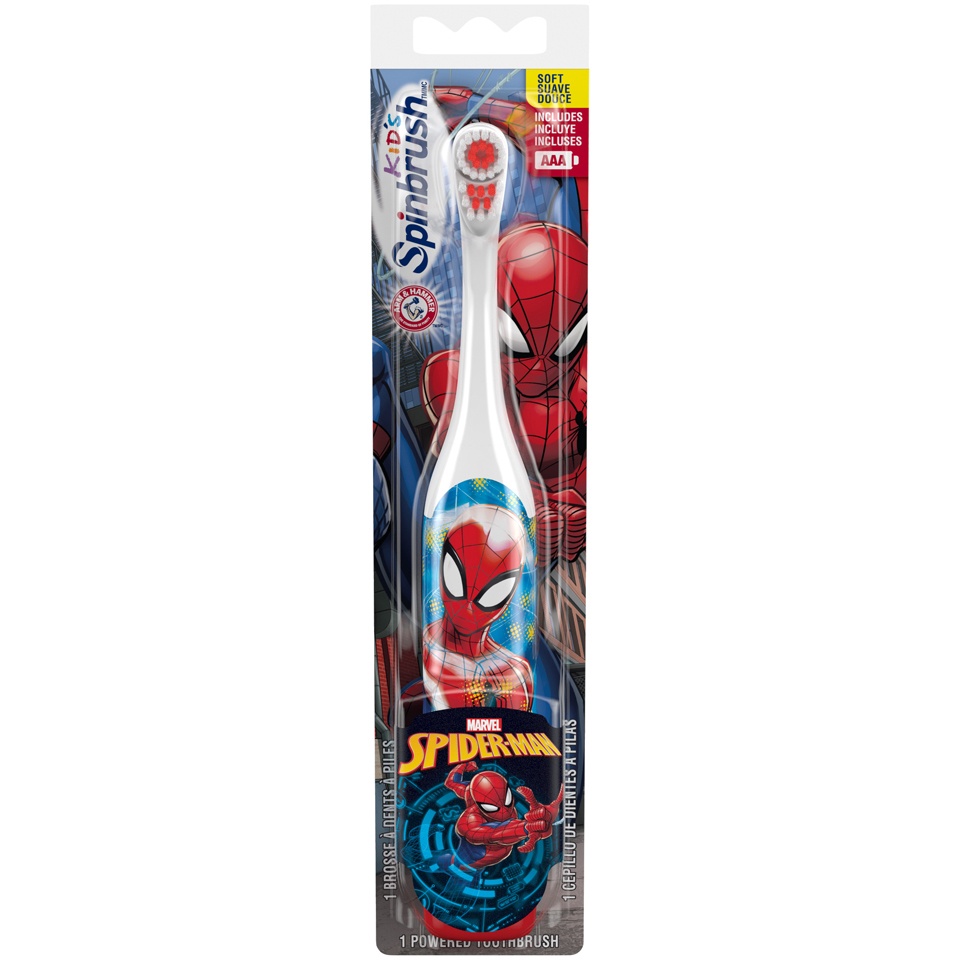 slide 1 of 3, ARM & HAMMER The Amazing Spiderman Kids Spinbrush Powered Toothbrush, 1 ct