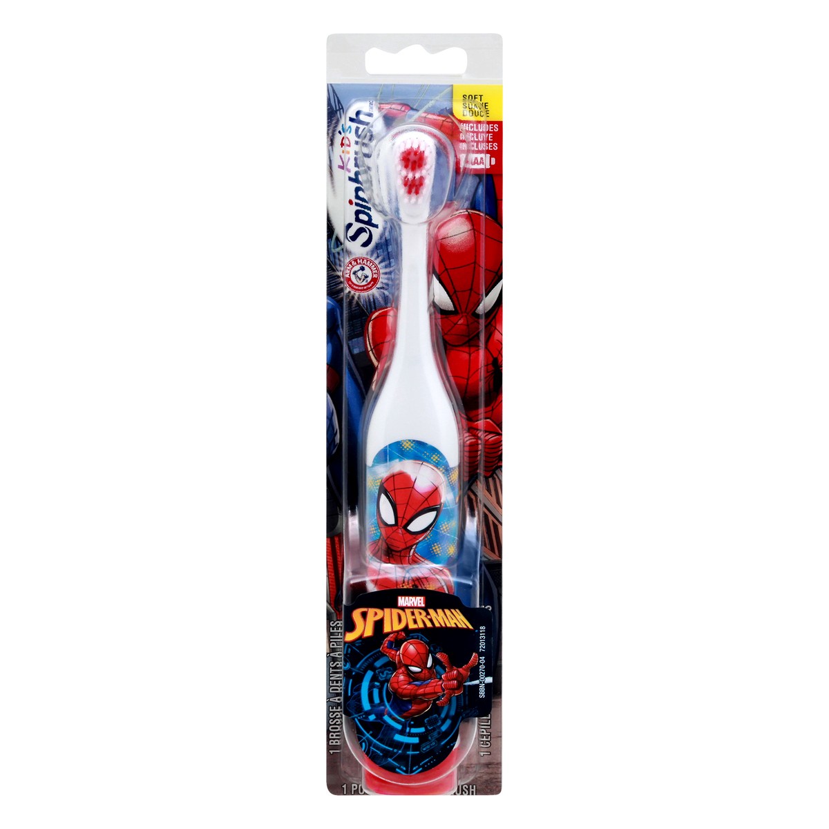 slide 1 of 1, ARM & HAMMER The Amazing Spiderman Kids Spinbrush Powered Toothbrush, 1 ct