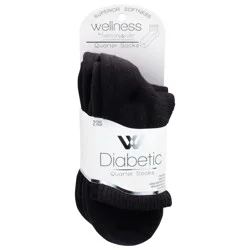 Wellness by Harmony & Sole Everyday Diabetic Quarter Sock Unisex - Black - 2 Pairs
