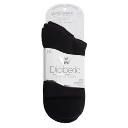 Wellness by Harmony & Sole Everyday Diabetic Quarter Sock Unisex - Black - 2 Pairs