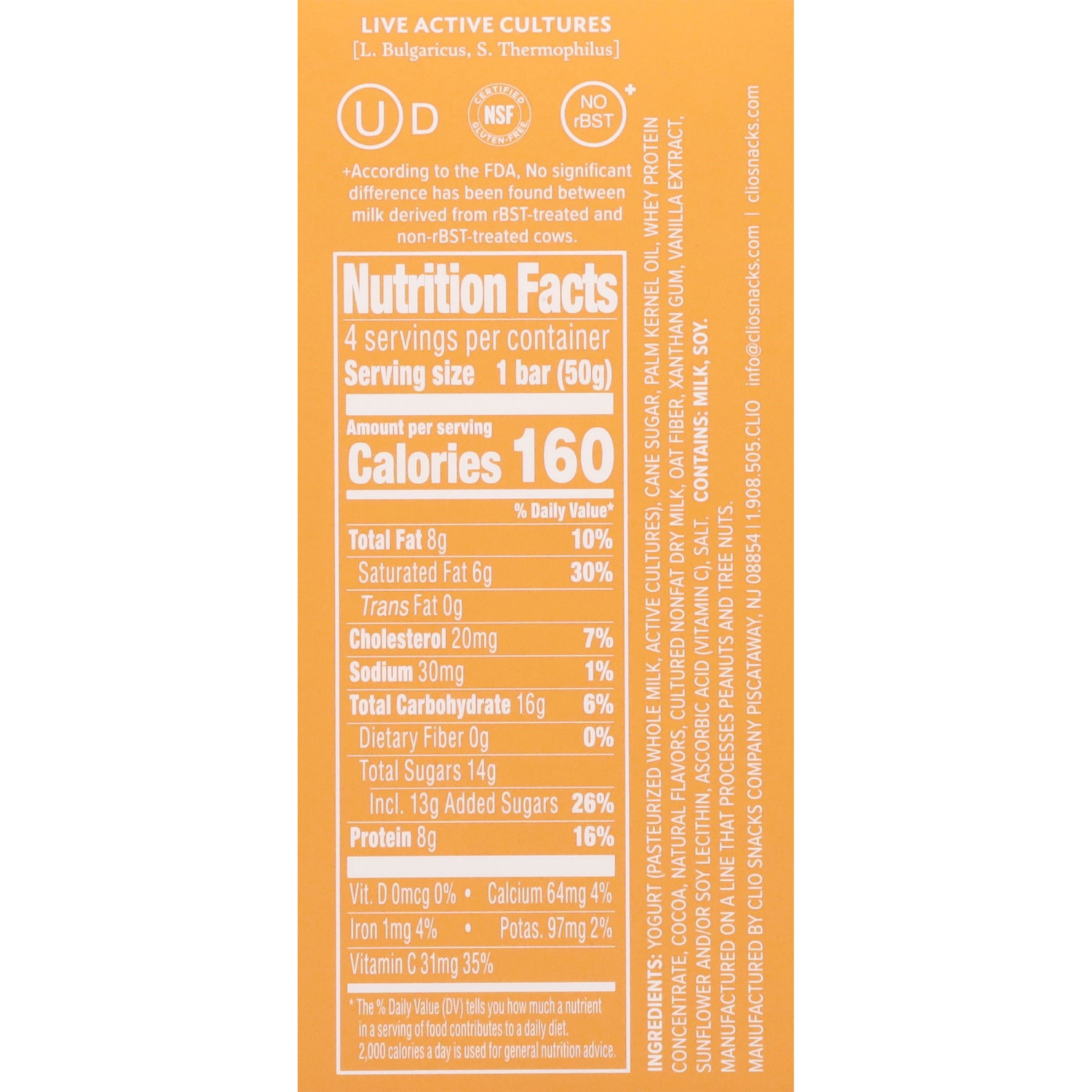 slide 3 of 4, Clio Yogurt Bars, Greek, Vanilla, 4 Pack, 4 ct