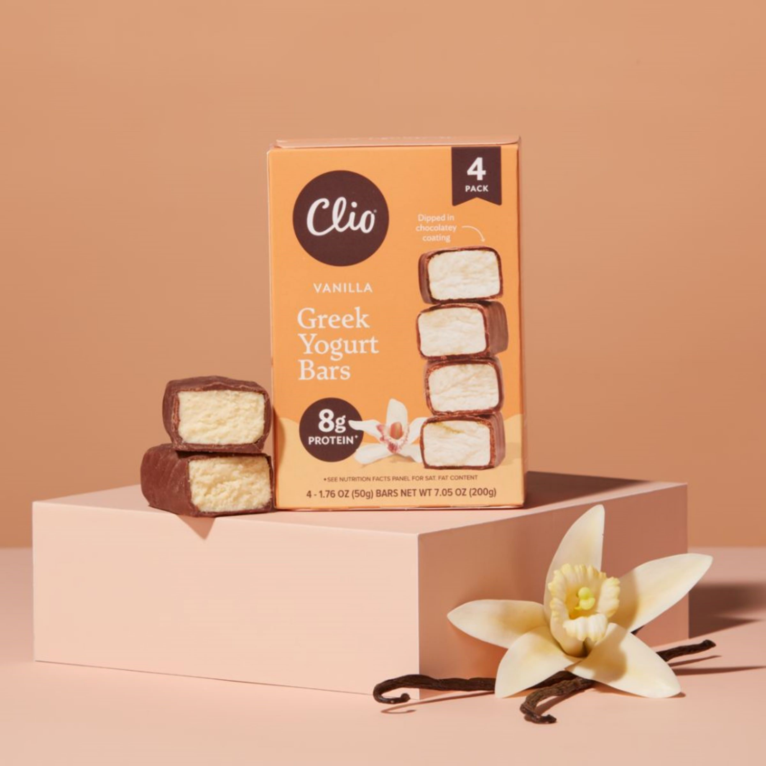 slide 4 of 4, Clio Yogurt Bars, Greek, Vanilla, 4 Pack, 4 ct