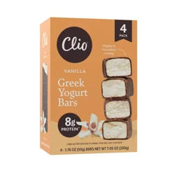 Clio Yogurt Bars, Greek, Vanilla, 4 Pack