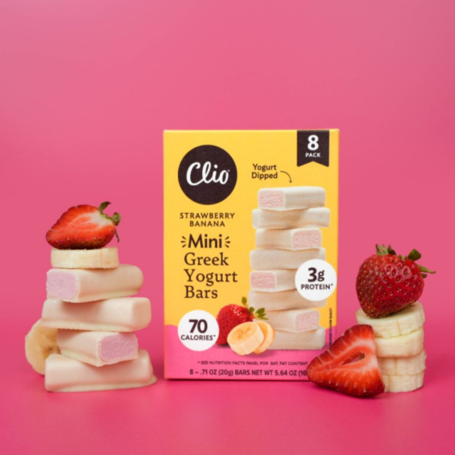 slide 2 of 3, Clio Greek Strawberry Banana Yogurt Bars Mini Bars - 8 ct, 8 ct