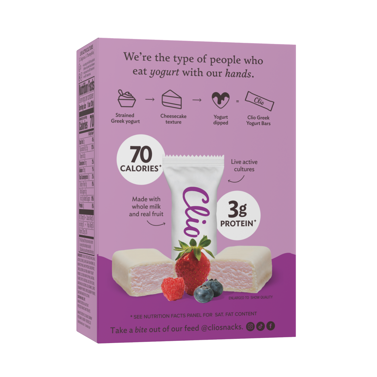 slide 2 of 3, Clio Yogurt Bars, Greek, Mixed Berry, Mini, 8 Pack, 8 ct