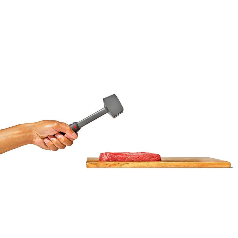 slide 4 of 6, OXO Meat Tenderizer Black: Meat Mallet & Pounder, Dishwasher-Safe, 9.65" Height, 2.4" Width, 1 ct