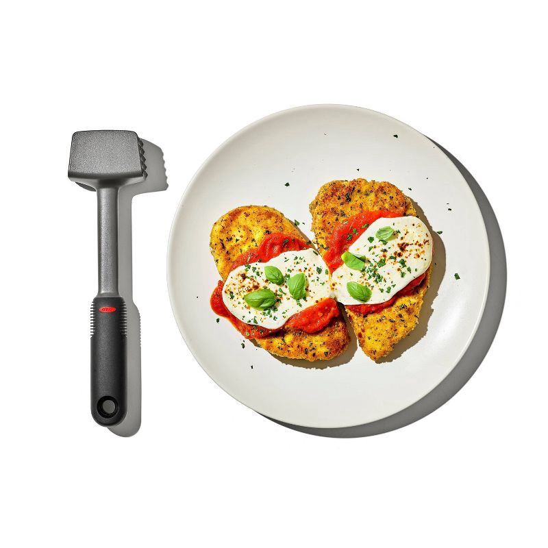 slide 6 of 6, OXO Meat Tenderizer Black: Meat Mallet & Pounder, Dishwasher-Safe, 9.65" Height, 2.4" Width, 1 ct