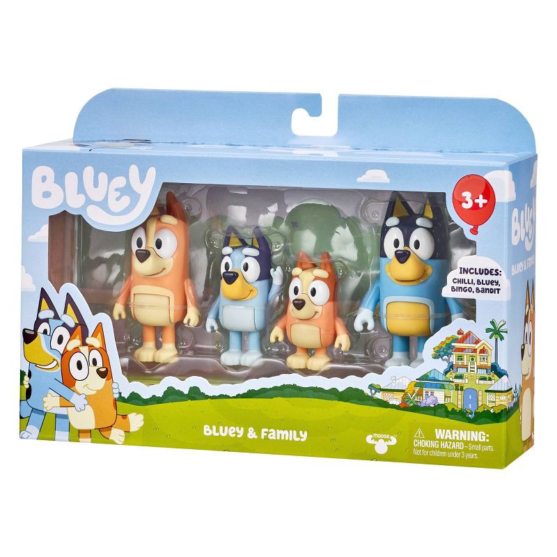 slide 5 of 7, Bluey & Family Figures - 4pk: Plastic Character Mini Figurines Set, 4 ct