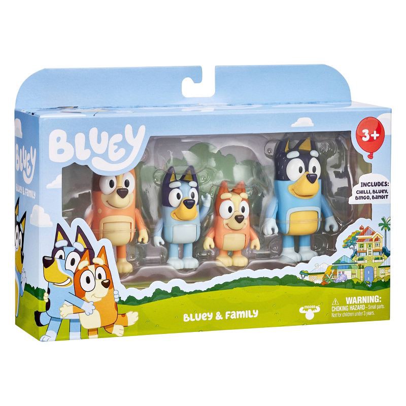 slide 7 of 7, Bluey & Family Figures - 4pk: Plastic Character Mini Figurines Set, 4 ct