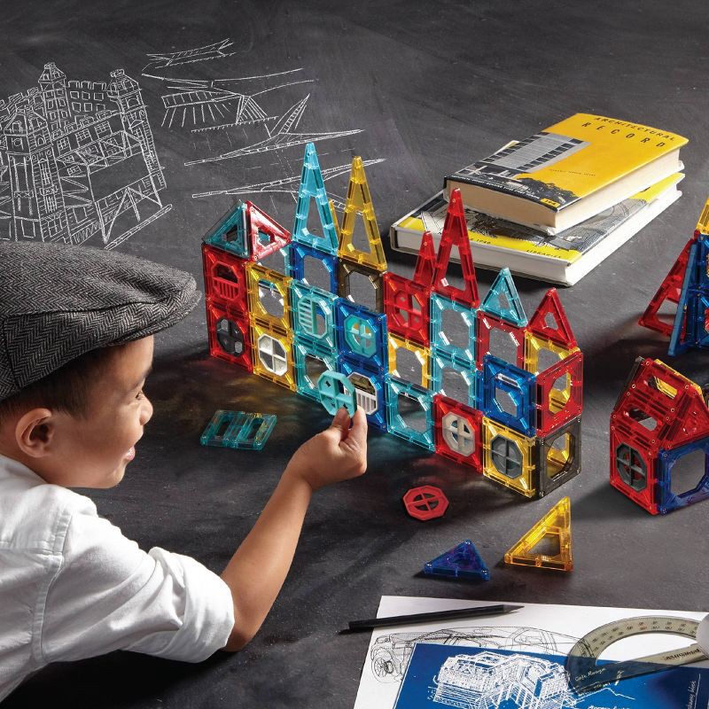 slide 2 of 8, FAO Schwarz Magnetic Tile Set Primay 40pc, 40 ct