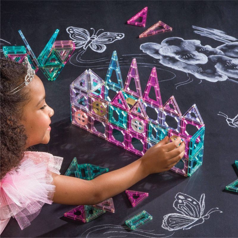 slide 2 of 7, FAO Schwarz Magnetic Tile Set Pastel 40pc: Instruction Guide, Educational Building Set, Creative Thinking, 40 ct