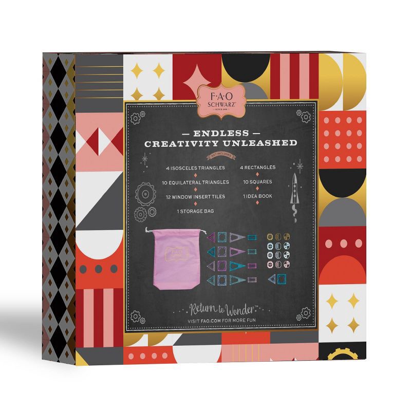 slide 7 of 7, FAO Schwarz Magnetic Tile Set Pastel 40pc: Instruction Guide, Educational Building Set, Creative Thinking, 40 ct