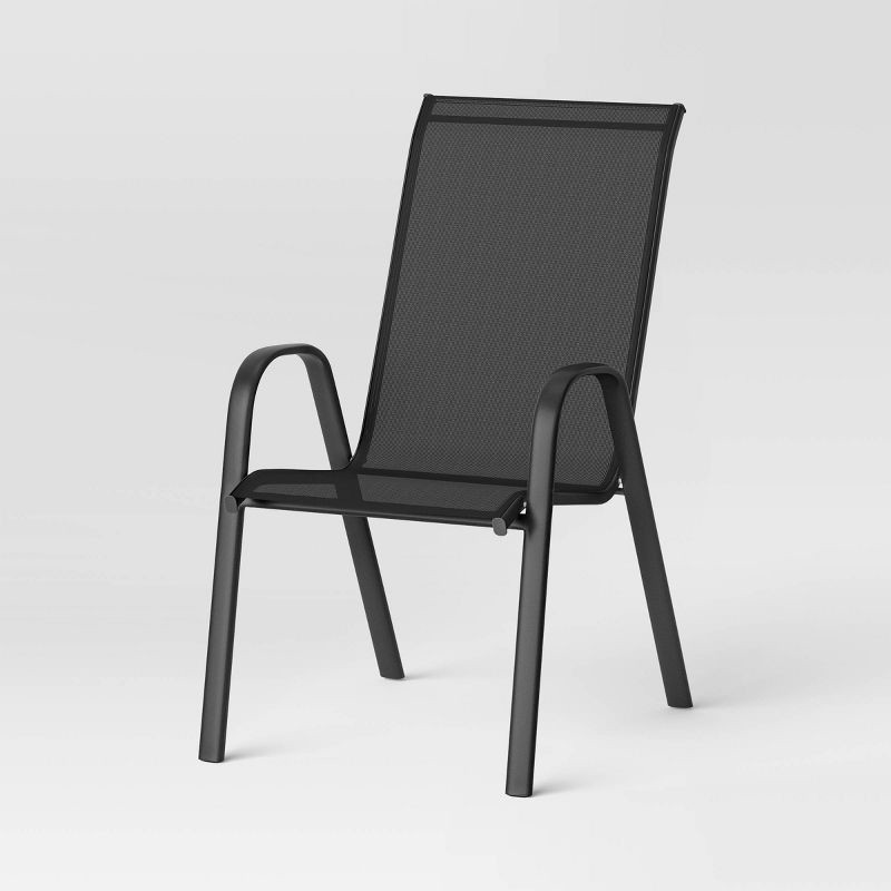 slide 1 of 6, Sling Outdoor Patio Dining Chairs Stacking Chairs Dark Gray - Room Essentials™, 1 ct