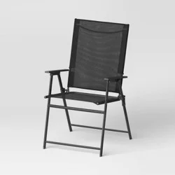 Sling Patio Dining Folding Chair Black - Room Essentials™
