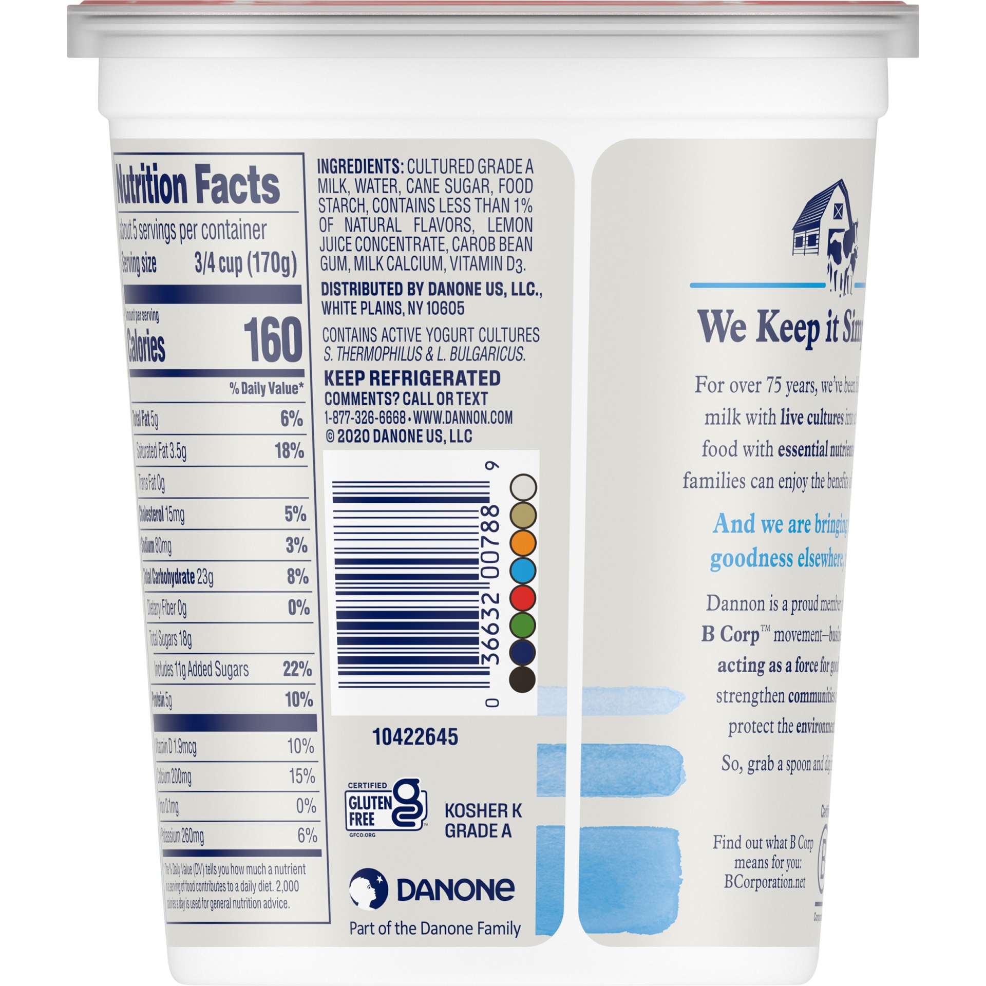 slide 4 of 7, Dannon Whole Milk Non-GMO Project Verified Vanilla Yogurt, 32 oz