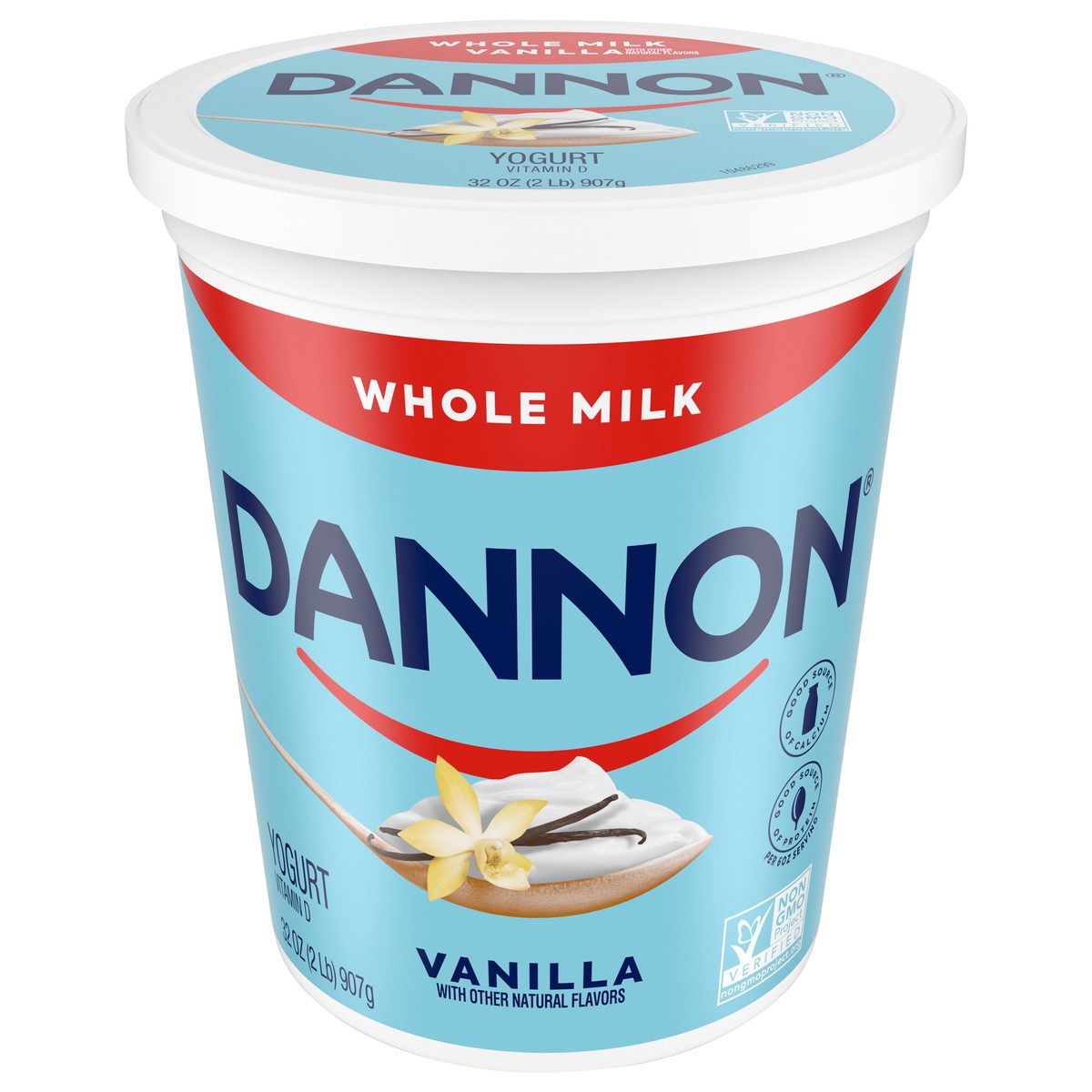 slide 1 of 5, Dannon Vanilla Whole Milk Yogurt, 32 OZ Quart, 32 oz