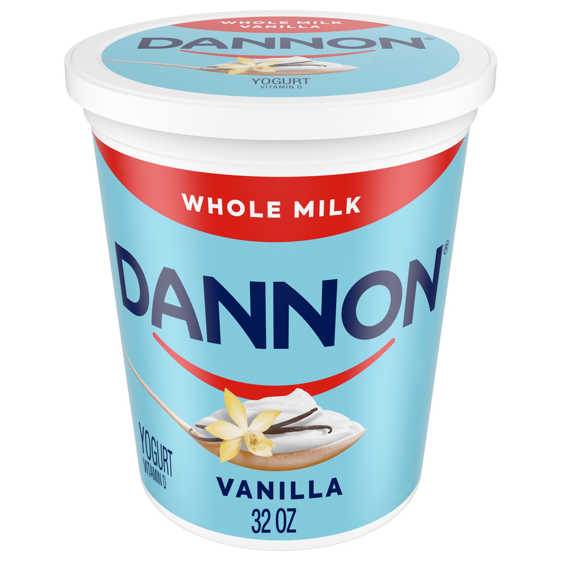 slide 1 of 5, Dannon Vanilla Whole Milk Yogurt, Good Source of Calcium and Protein with the Rich and Creamy Taste of Vanilla Yogurt, 32 OZ Quart, 32 oz