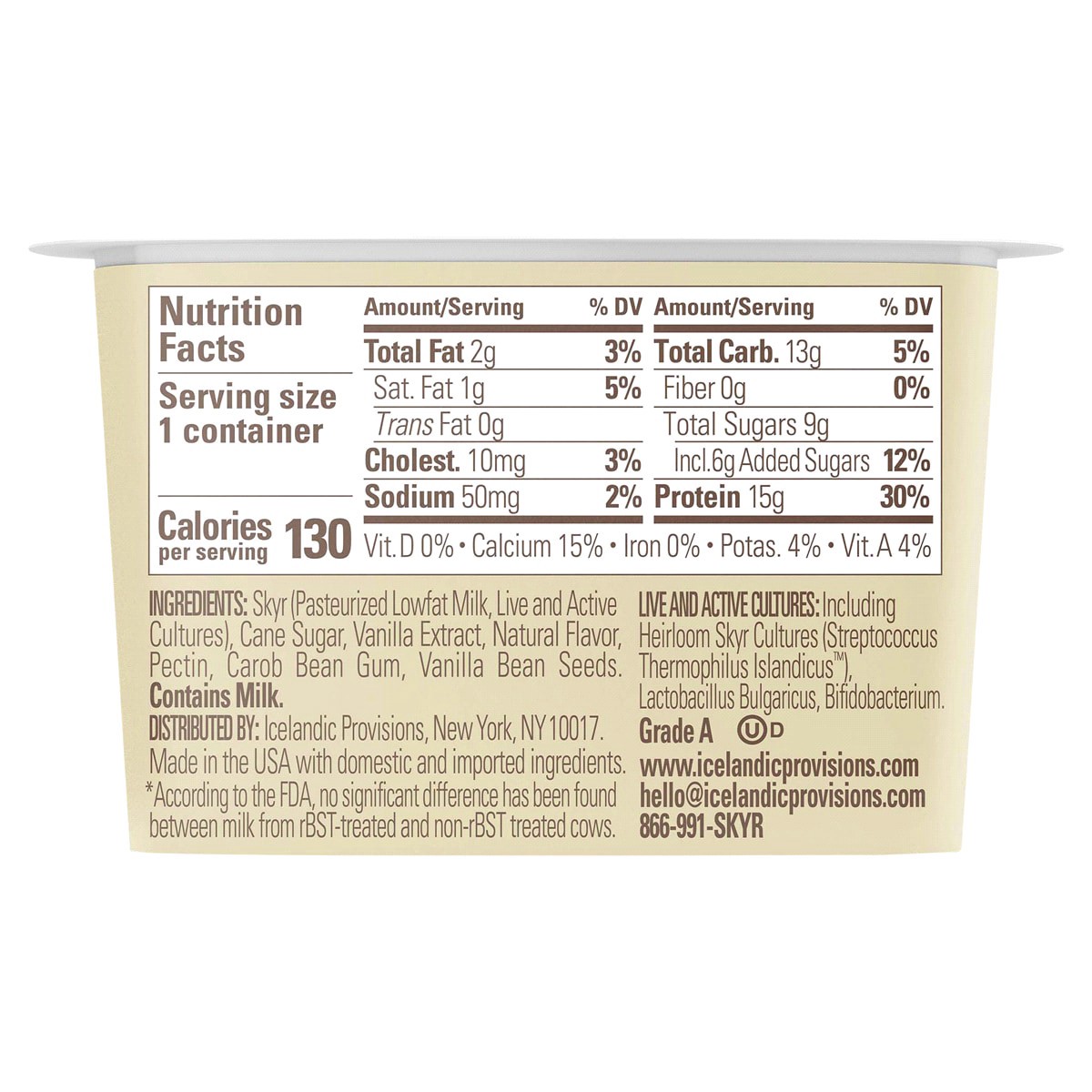 slide 2 of 2, Icelandic Provisions Thick & Creamy Low Fat Vanilla Skyr 5.3 oz, 5.3 fl oz