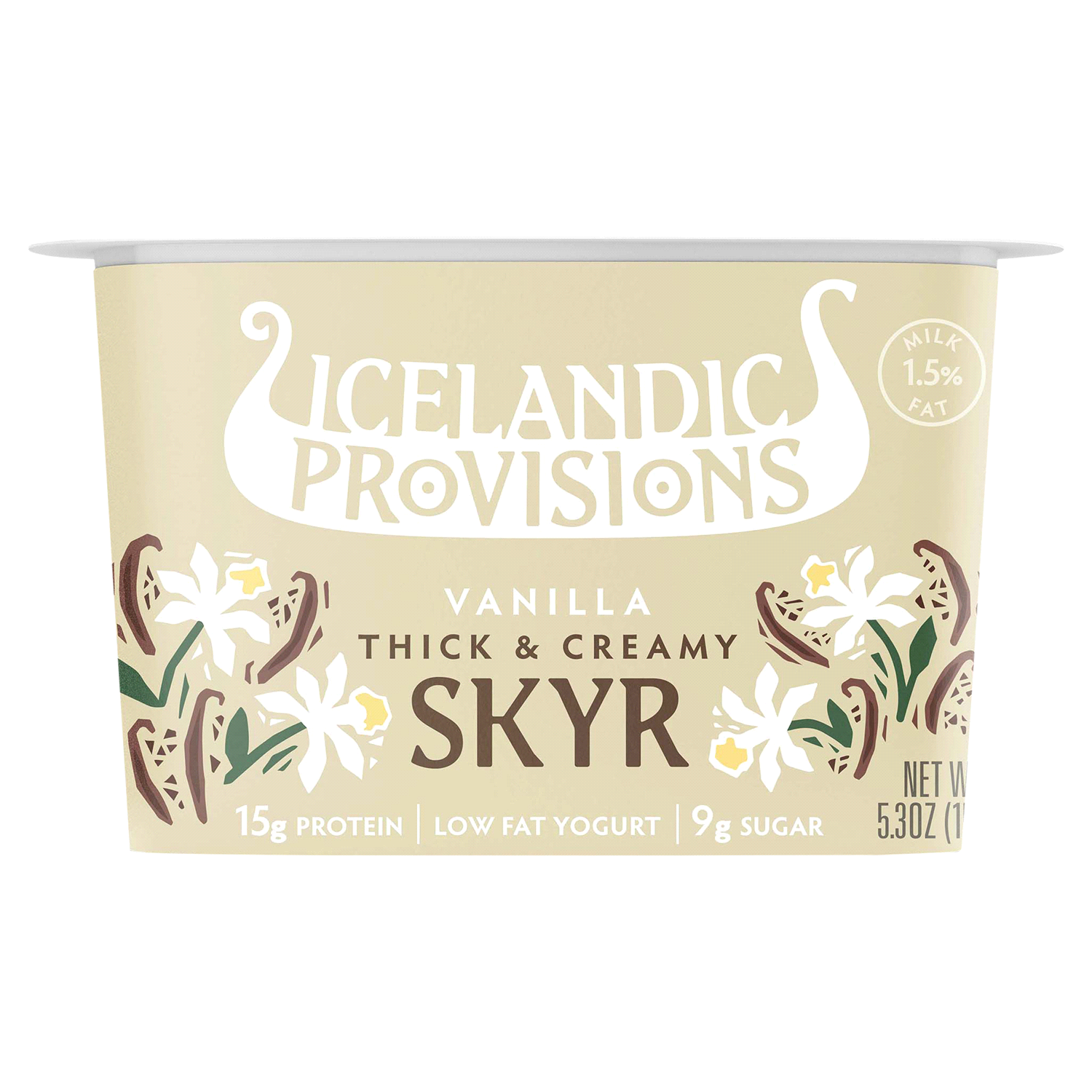 slide 1 of 2, Icelandic Provisions Thick & Creamy Low Fat Vanilla Skyr 5.3 oz, 5.3 fl oz