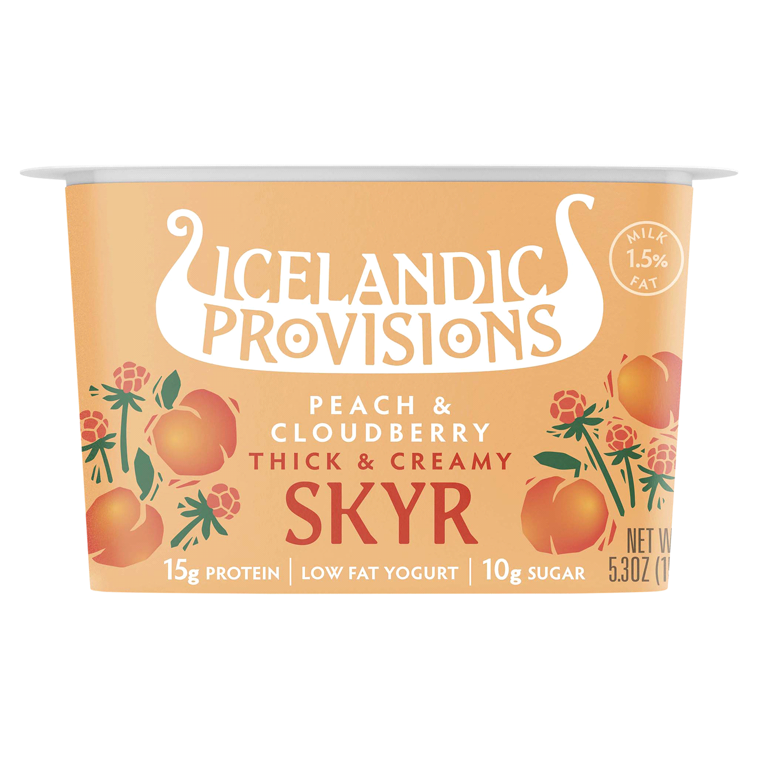 slide 1 of 2, Icelandic Provisions Peach & Cloudberry Thick & Creamy Low Fat Skyr 5.3 oz, 5.3 oz