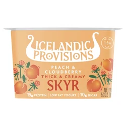 Icelandic Provisions Peach & Cloudberry Thick & Creamy Low Fat Skyr 5.3 oz