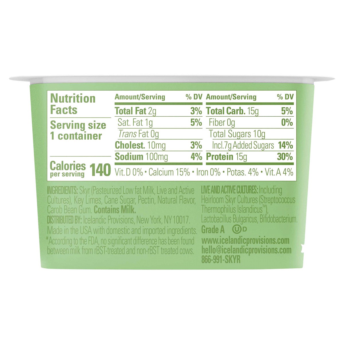 slide 2 of 2, Icelandic Provisions Key Lime Thick & Creamy Low Fat Skyr 5.3 oz, 5.3 oz