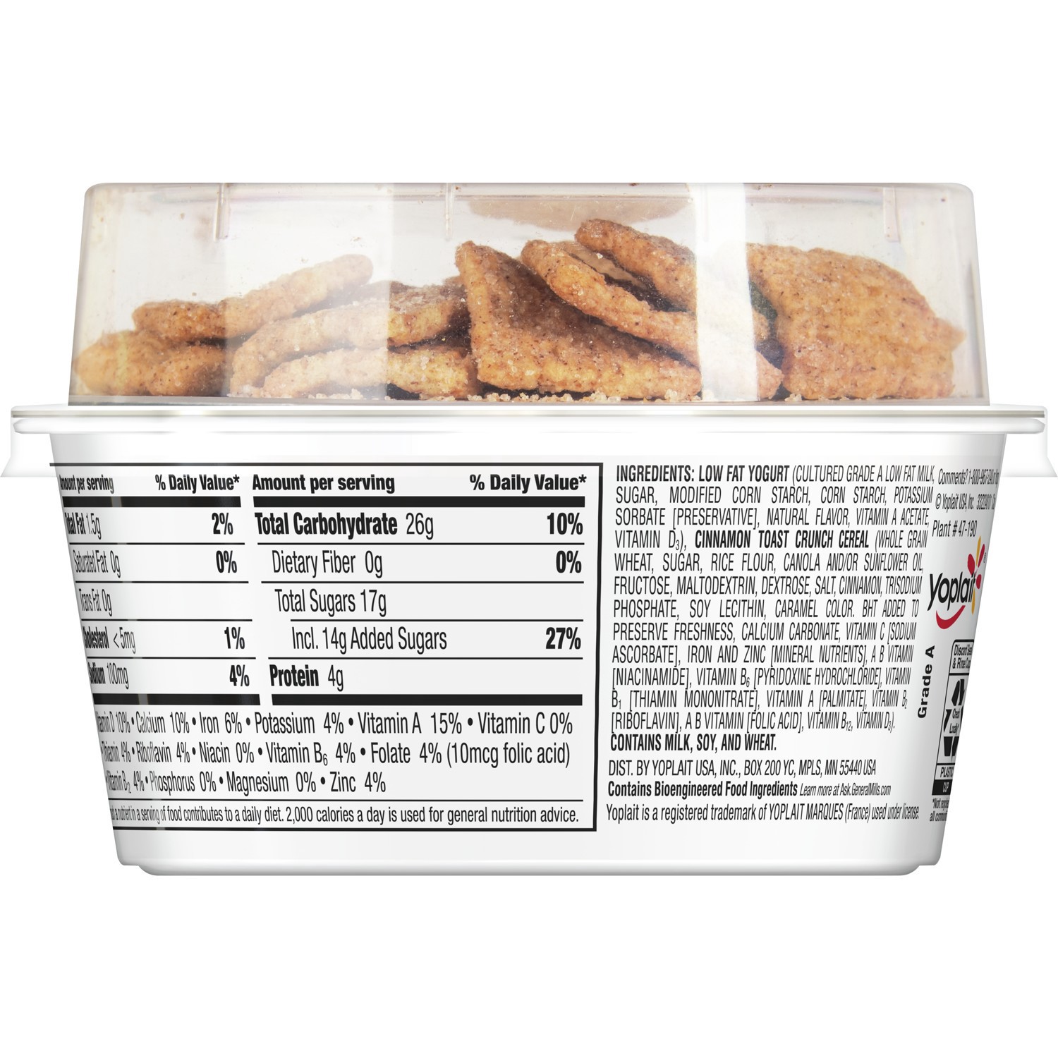 Yoplait Cinnamon Toast Crunch Cereal Topped Yogurt Cup 4.27oz 4.27 oz