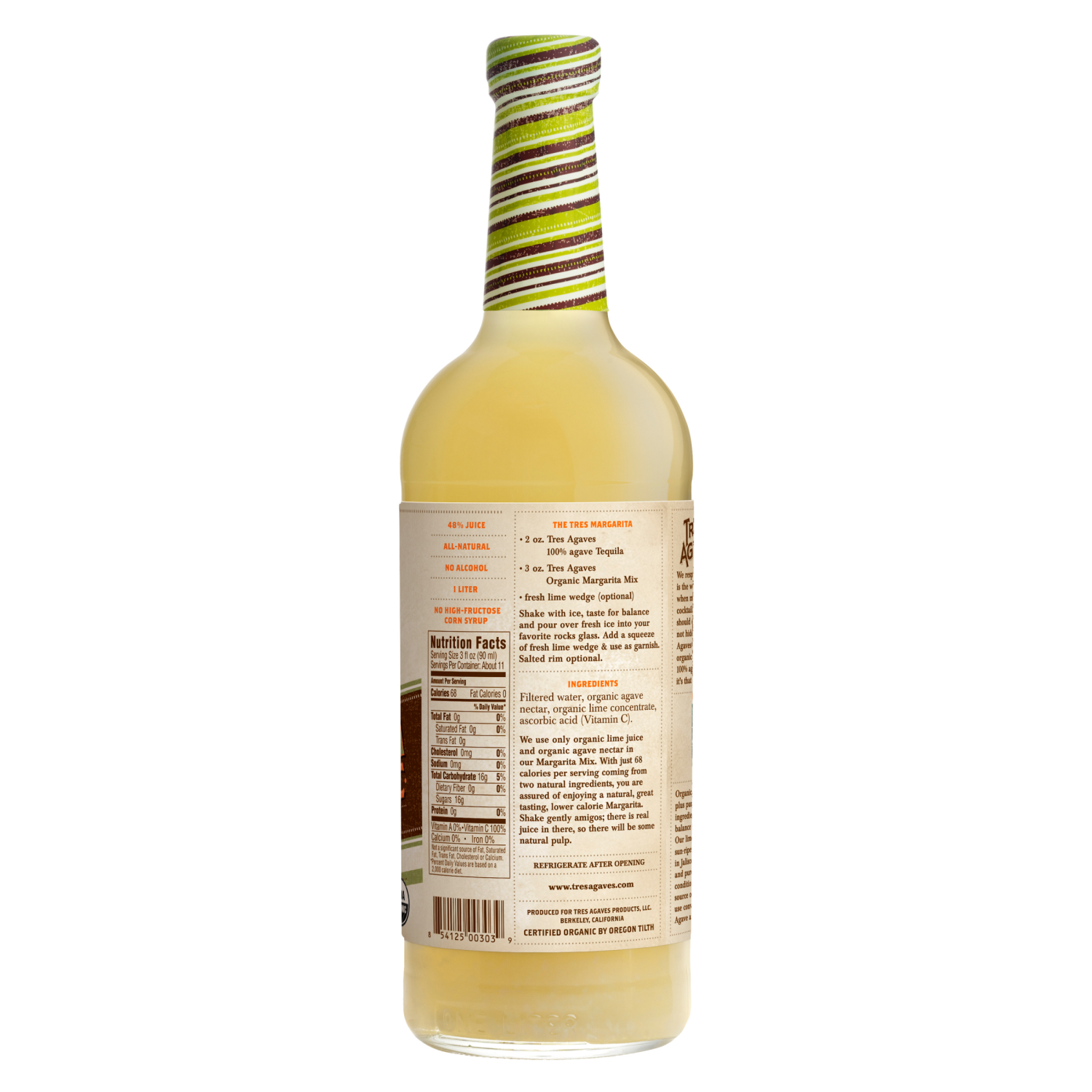 slide 3 of 4, Tres Agaves Organic Real Lime Margarita Mix 33.8 fl oz, 33.8 fl oz