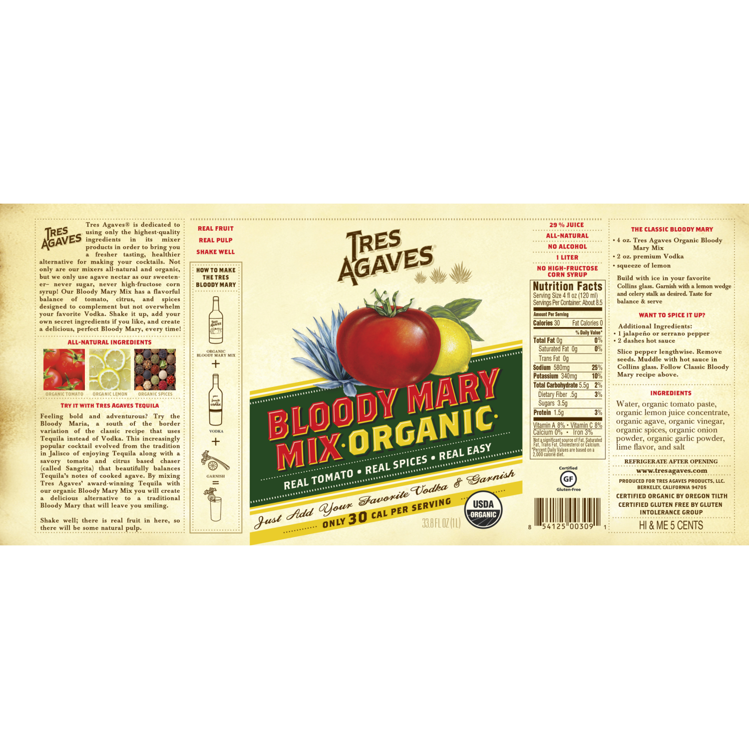 slide 4 of 4, Tres Agaves Organic Bloody Mary Mix 33.8 fl oz, 33.8 fl oz