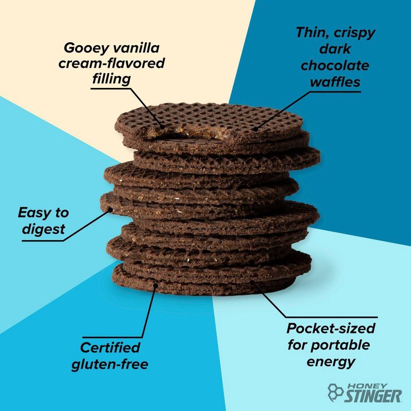 slide 4 of 6, Honey Stinger Organic Gluten Free Cookies and Cream Waffle - 6pk: Ready to Eat Snack Bars, 6.36oz, 1g Protein, 6 ct