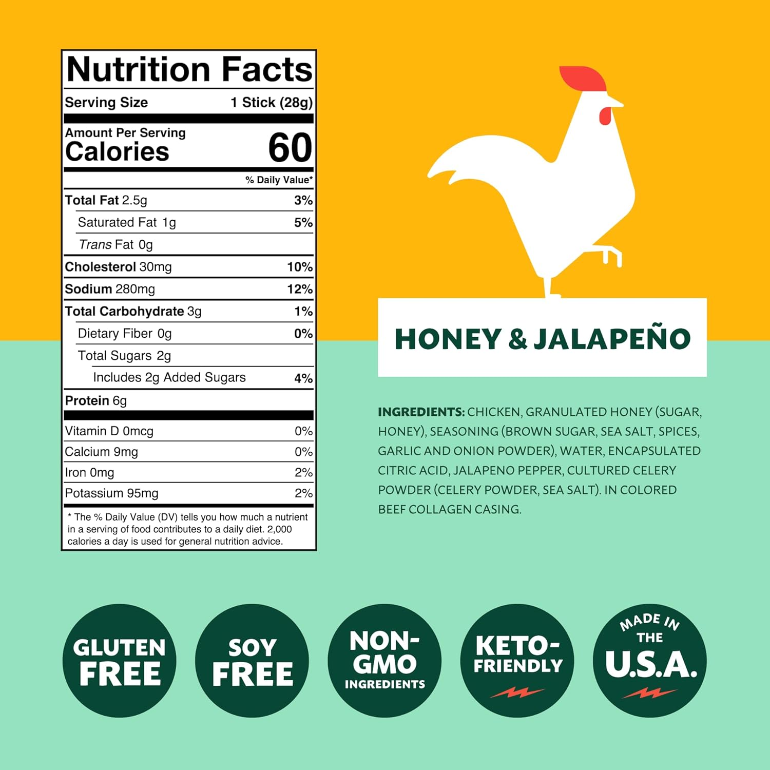 slide 5 of 8, Mighty Spark Honey/Jalapeno Chicken Snack Sticks 4 Sticks, 4 oz