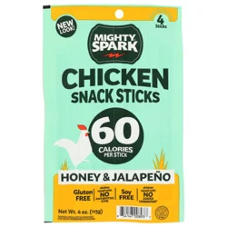 Mighty Spark Honey/Jalapeno Chicken Snack Sticks 4 Sticks