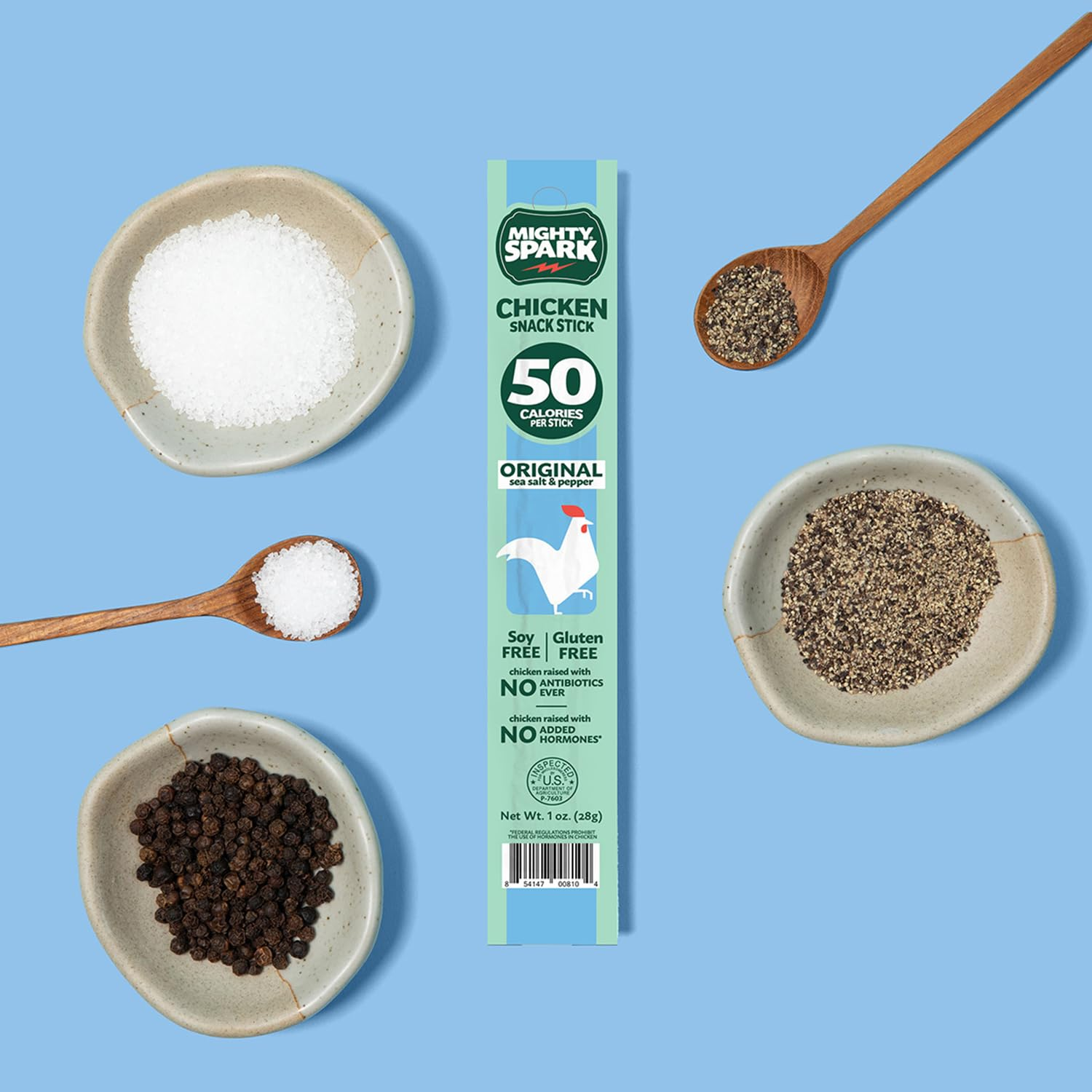 slide 8 of 8, Mighty Spark Original Sea Salt & Pepper Chicken Snack Sticks 4 Sticks, 4 ct