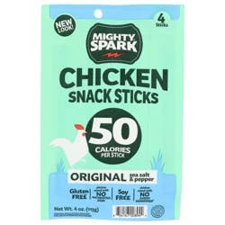 Mighty Spark Original Sea Salt & Pepper Chicken Snack Sticks 4 Sticks