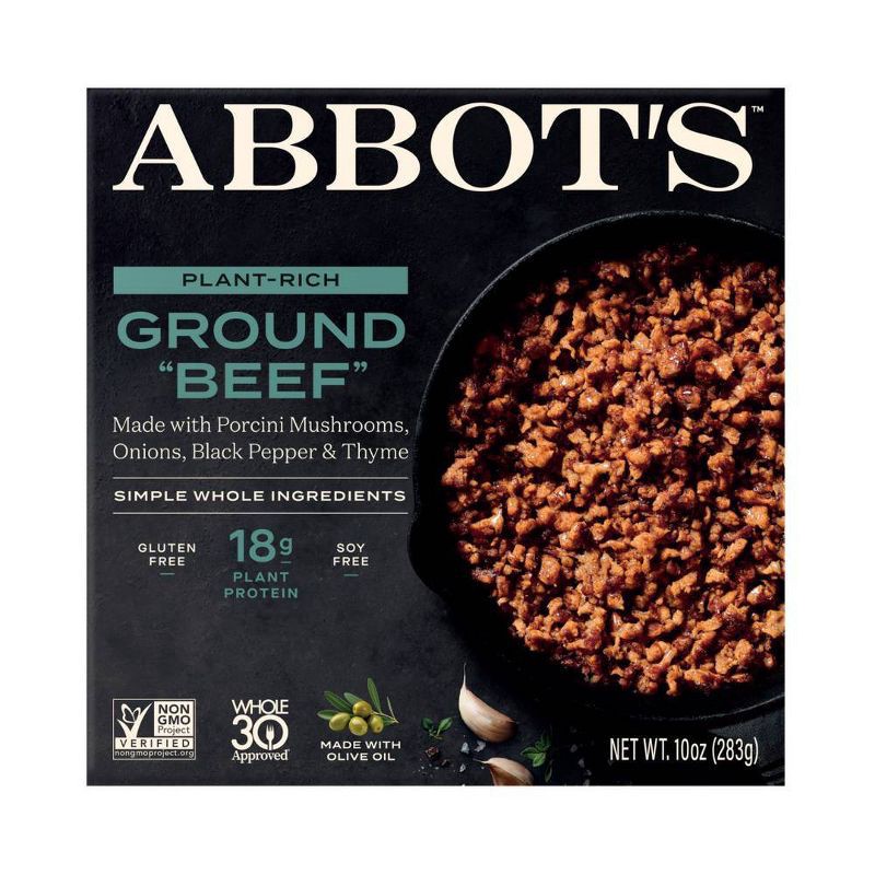 slide 1 of 9, Abbot's Plant Based Vegan Ground Beef - 10oz, 10 oz