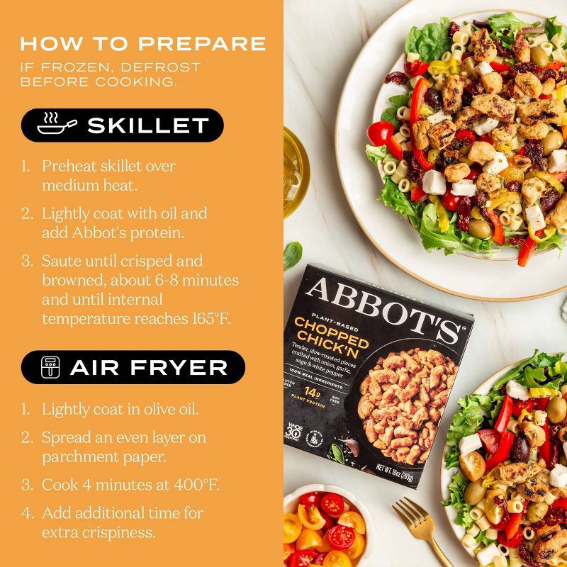 slide 6 of 9, Abbot's Plant Based Vegan Chopped Chick'n - 10oz, 10 oz