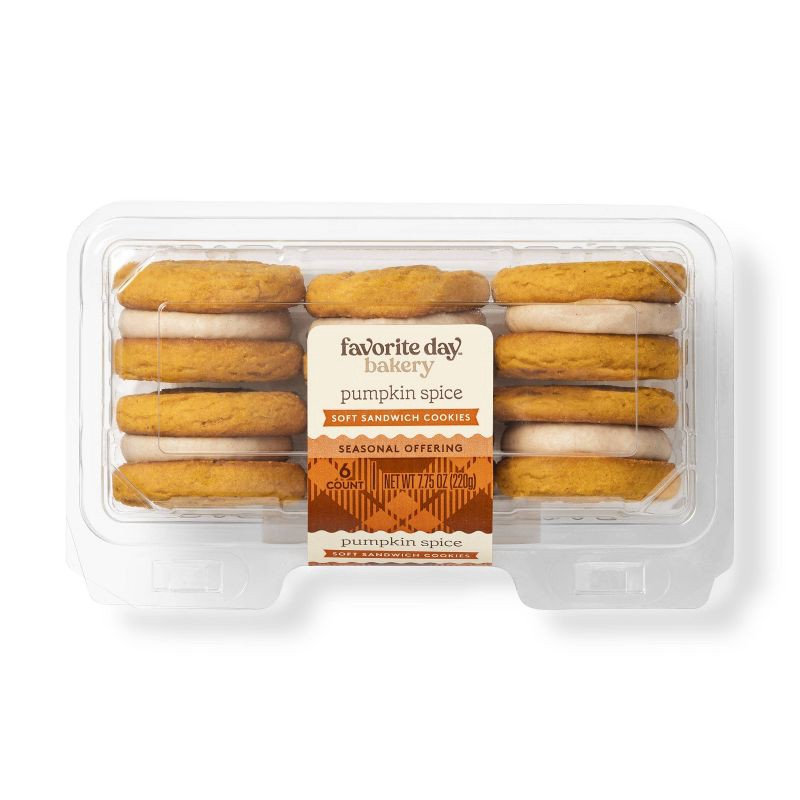 slide 1 of 3, Pumpkin Spice Soft Sandwich Cookies - 7.75oz/6ct - Favorite Day™, 7.75 oz, 6 ct