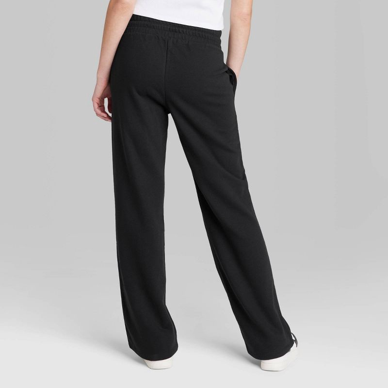 slide 3 of 3, Women's High-Rise Wide Leg French Terry Sweatpants - Wild Fable™ Black S, 1 ct