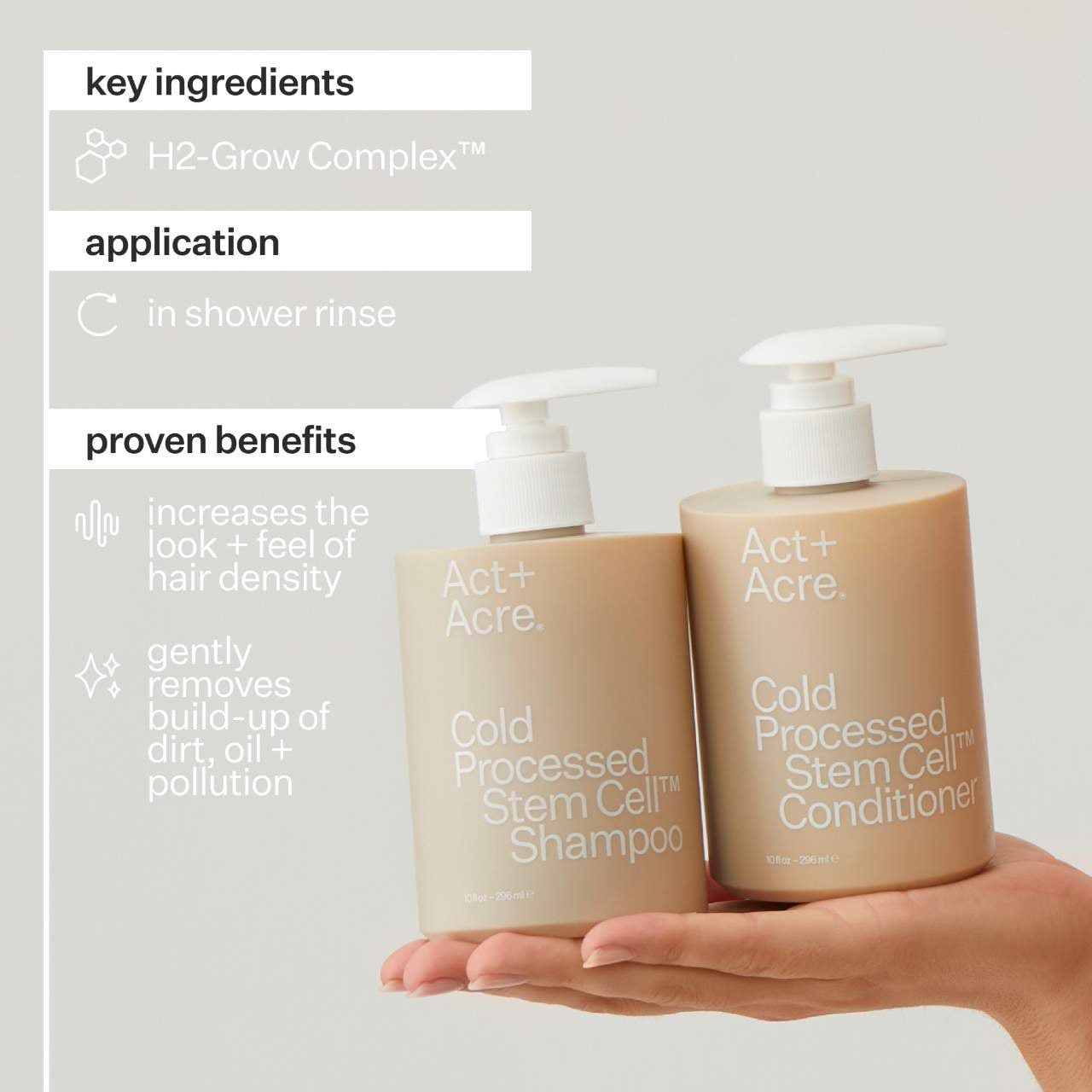 slide 4 of 9, Act+Acre Stem Cell Shampoo For Thicker+ Fuller-Looking Hair 10 oz, 10 oz