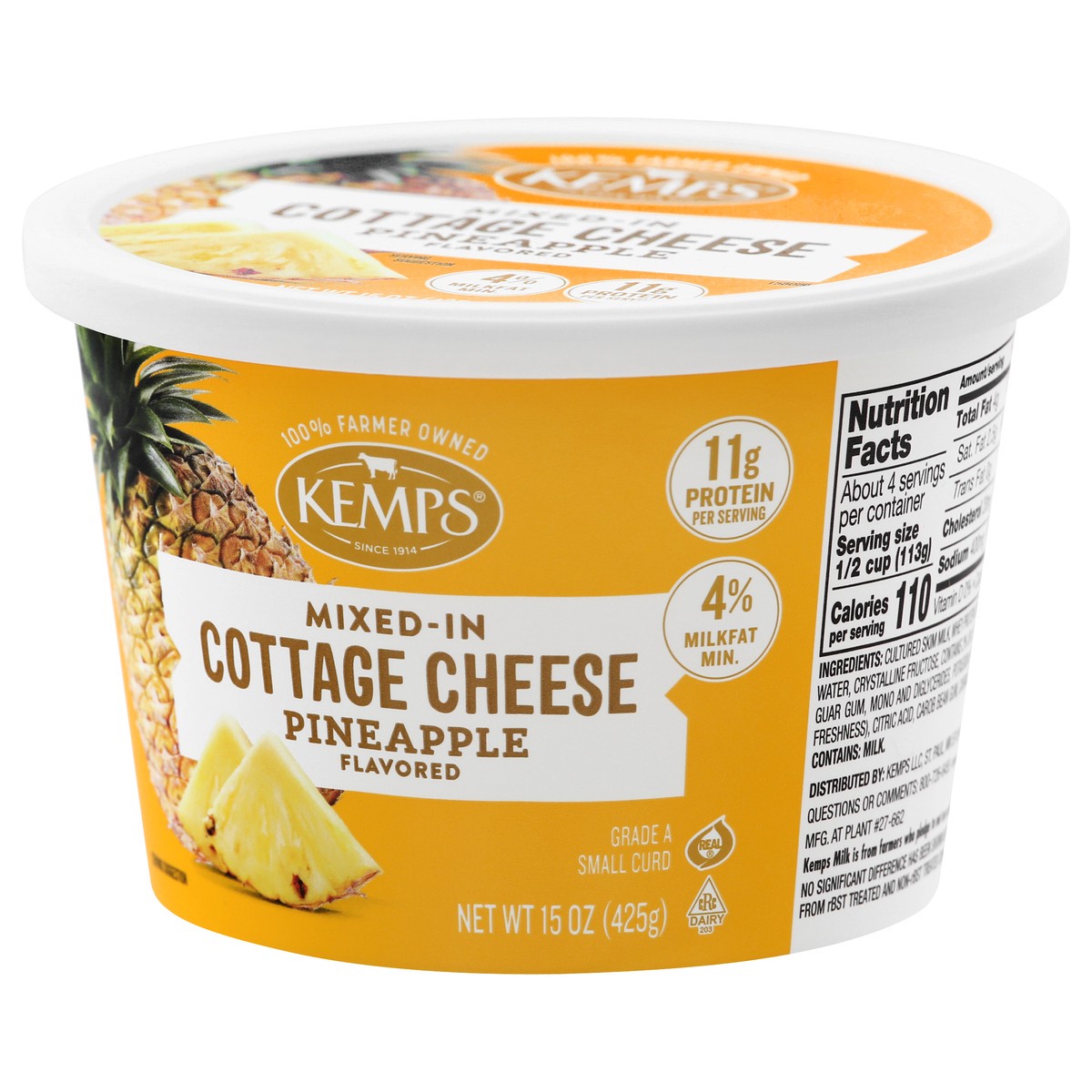 slide 2 of 9, Kemps Pineapple Cottage Cheese - 15 Oz, 15 oz