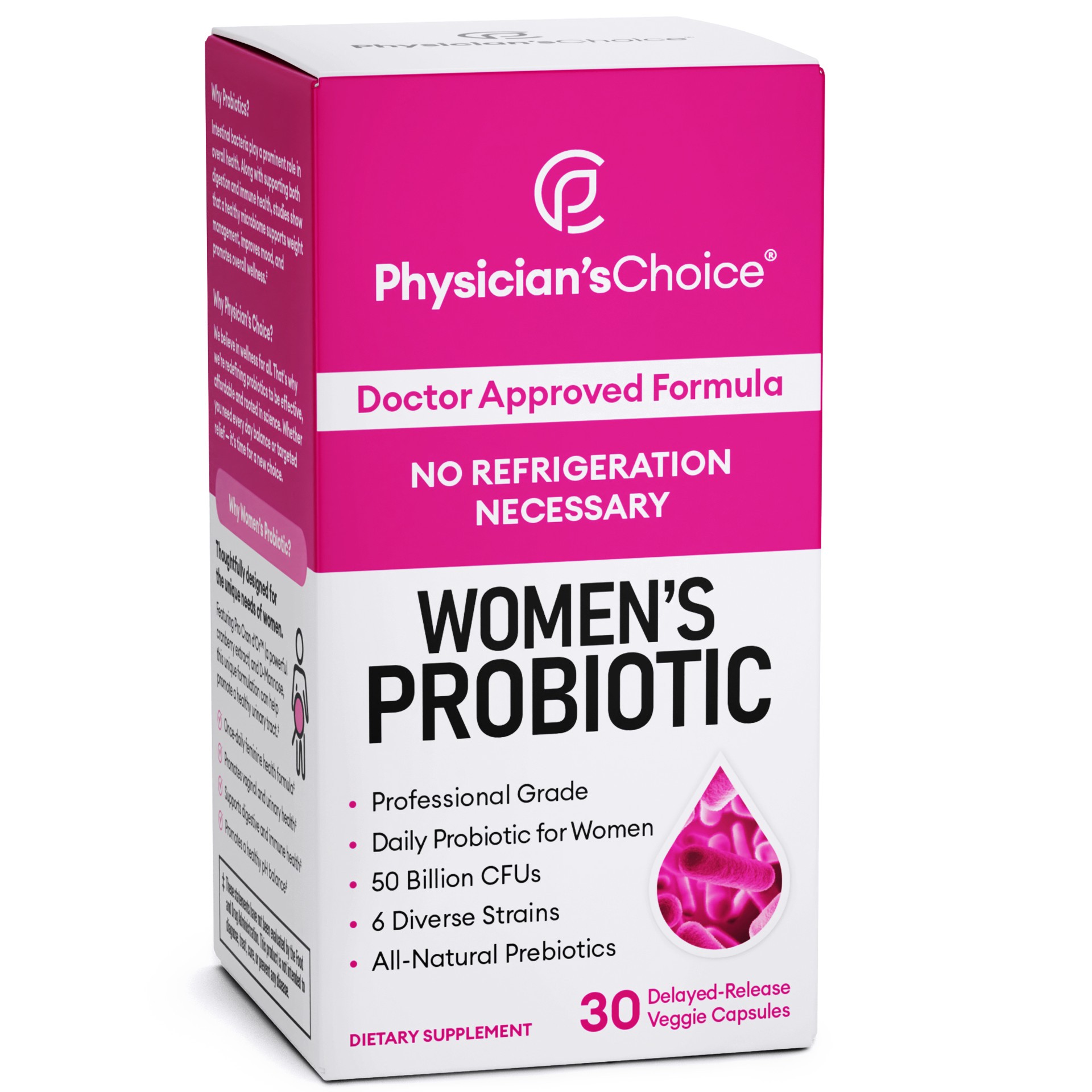 slide 7 of 8, Physicians Choice Women's Probiotic 30 Delayed-Release Veggie Capsules, 30 ct