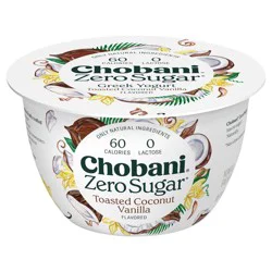 Chobani Zero Sugar Coconut Vanilla Greek Yogurt - 12g Protein 5.3oz