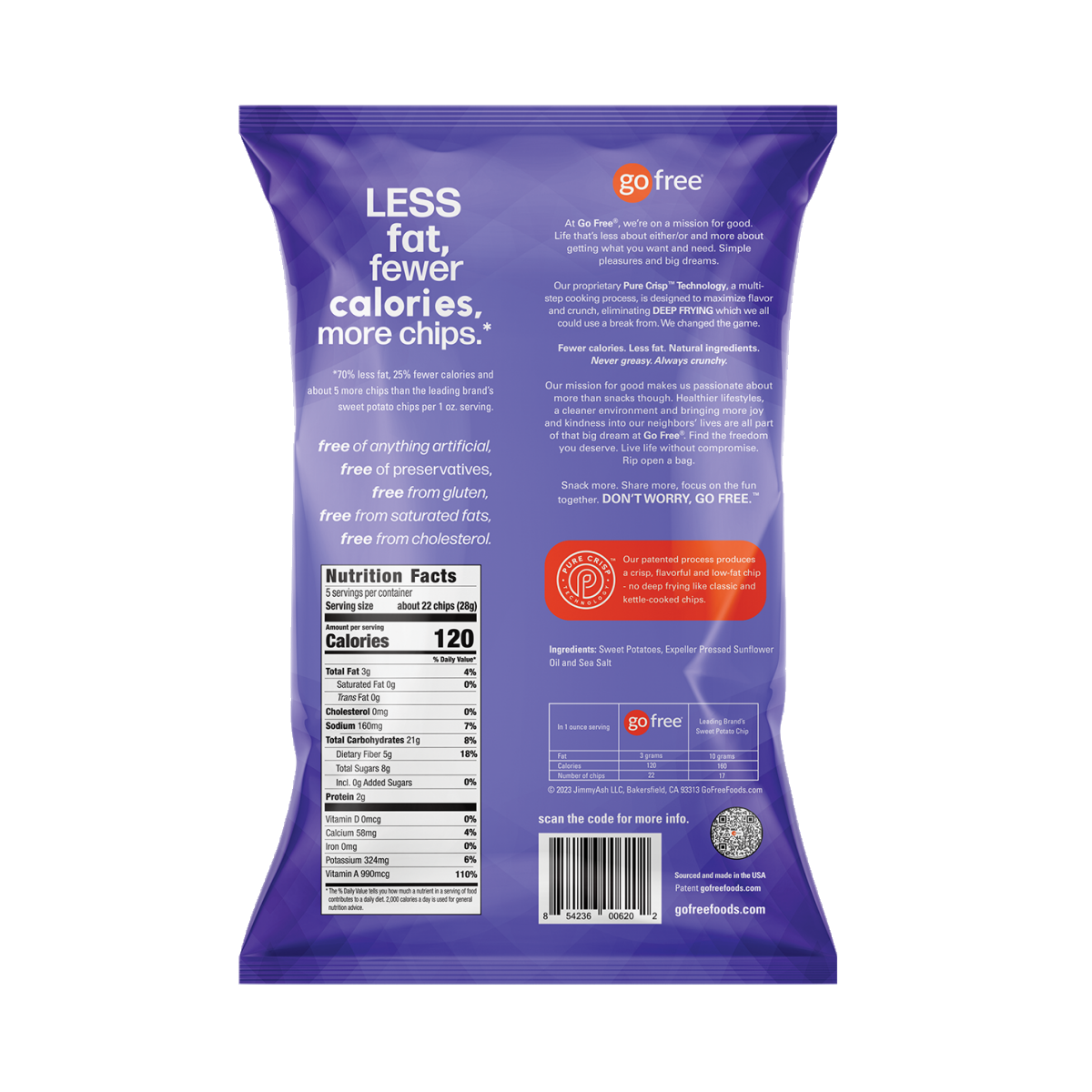 slide 2 of 2, Go Free Chips Sweet Potato - 5 oz, 5 oz