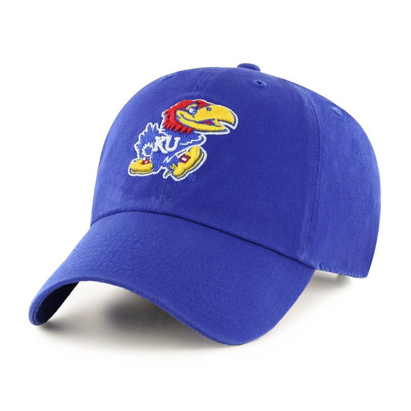 slide 1 of 2, NCAA Kansas Jayhawks Men's Clean Up Fabric Washed Relaxed Fix Hat: Team Logo Baseball Cap, 1 ct